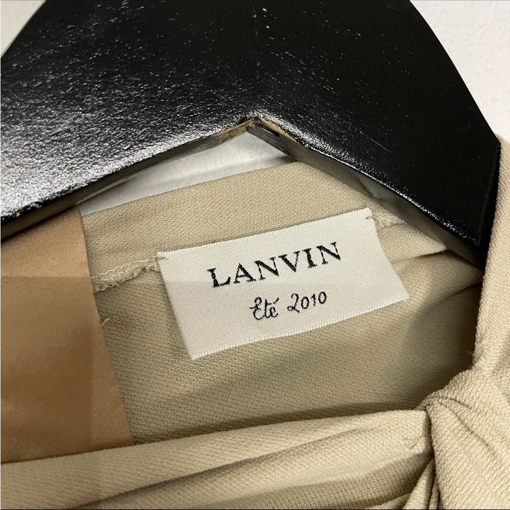 Lanvin Ete 2010 Beige Draped Shoulder Linen Midi Sheath Dress - Picture 7 of 8